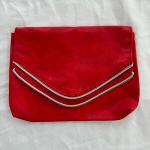 Red Faux Leather clutch